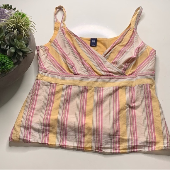 Gap Candy Stripe Coral V Neck Tank Top - Picture 6 of 6